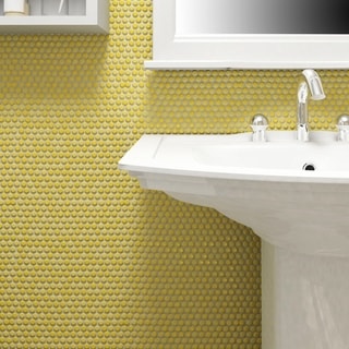 yellow mosaic tiles black and yellow somertile 1125x1175inch andromeda penny round yellow porcelain mosaic wall tile yellow find great home improvement deals yellow mosaic tiles black and yellow somertile 1125x1175inch andromeda penny round yellow porcelain mosaic wall tile yellow find great home improvement deals
